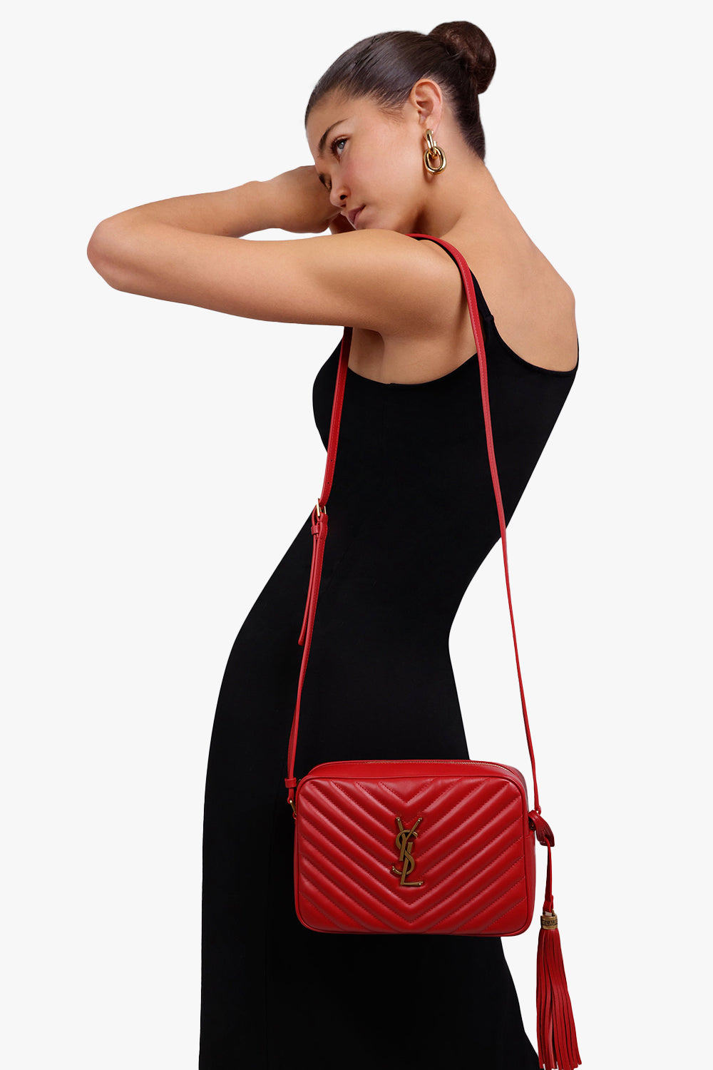 SAINT LAURENT BAGS MULTI LOU QUILTED CAMERA BAG | ROUGE EROS/GOLD