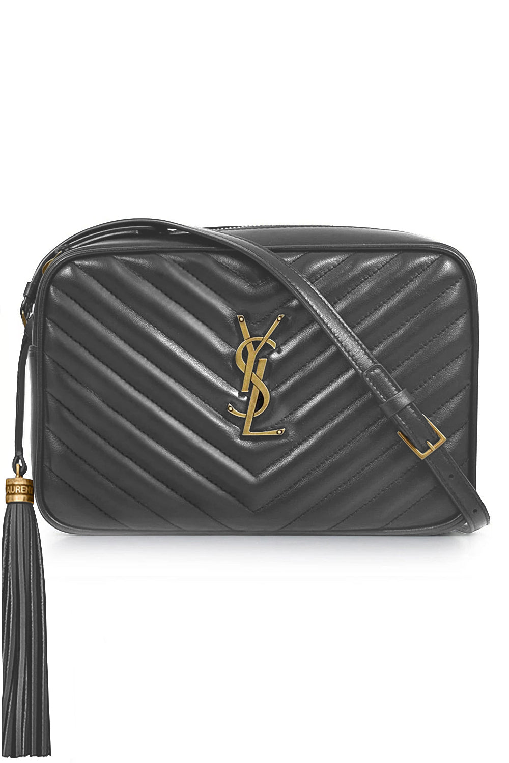 SAINT LAURENT BAGS GREY LOU QUILTED CAMERA BAG | STORM/GOLD