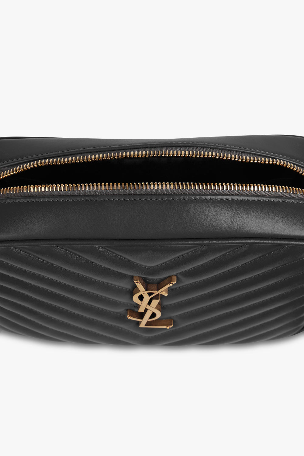 SAINT LAURENT BAGS GREY LOU QUILTED CAMERA BAG | STORM/GOLD