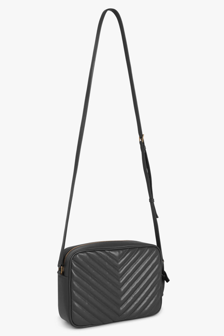 SAINT LAURENT BAGS GREY LOU QUILTED CAMERA BAG | STORM/GOLD