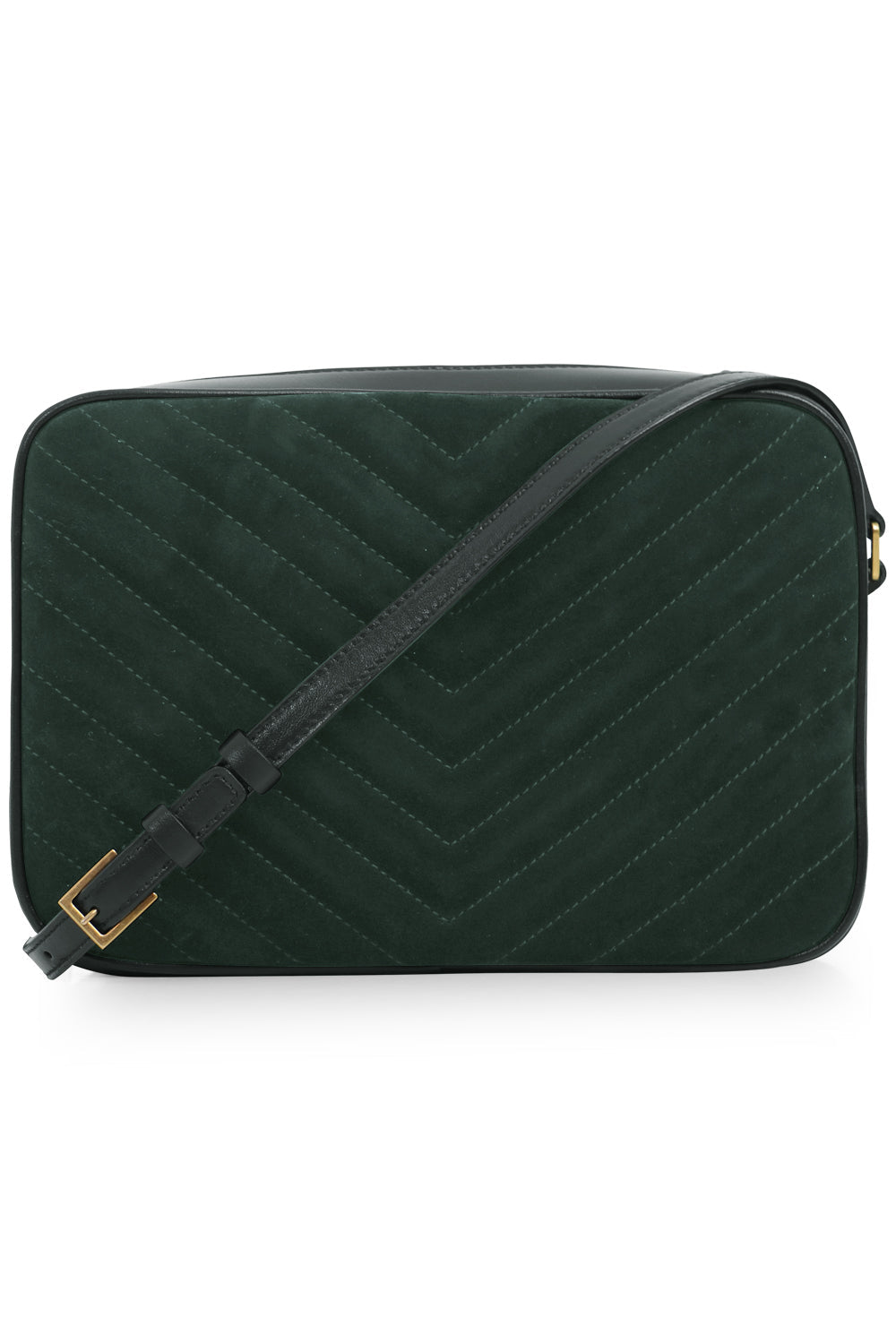 SAINT LAURENT BAGS MULTI LOU QUILTED SUEDE CAMERA BAG | NEW VERT FONCE/GOLD