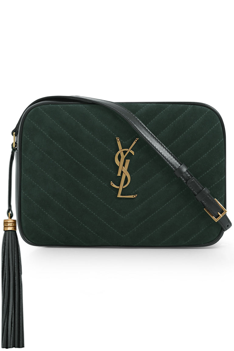SAINT LAURENT BAGS MULTI LOU QUILTED SUEDE CAMERA BAG | NEW VERT FONCE/GOLD
