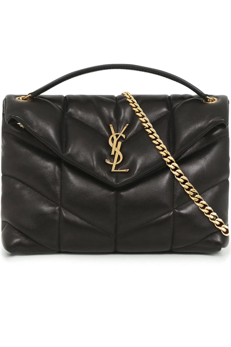 Saint Laurent Loulou Toy Ysl Puffer Quilted Lambskin Crossbody Bag in Black