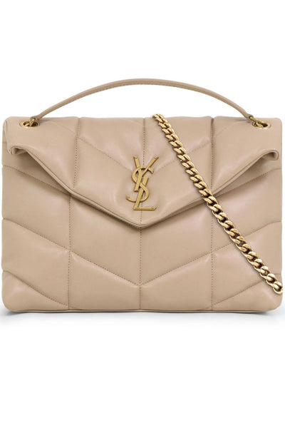 SAINT LAURENT LOULOU MEDIUM PUFFER BAG DARK BEIGE GOLD PARLOUR X
