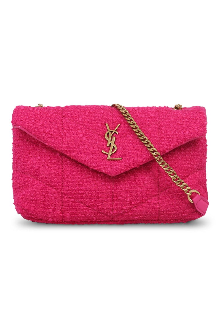 SAINT LAURENT LOULOU MINI PUFFER BAG BOUCLE MAGENTA PARLOUR X