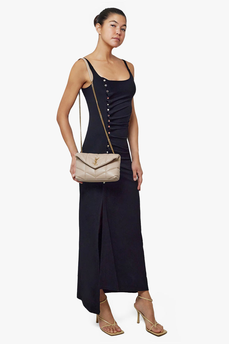 SAINT LAURENT BAGS MULTI LOULOU MINI PUFFER BAG | DARK BEIGE/GOLD