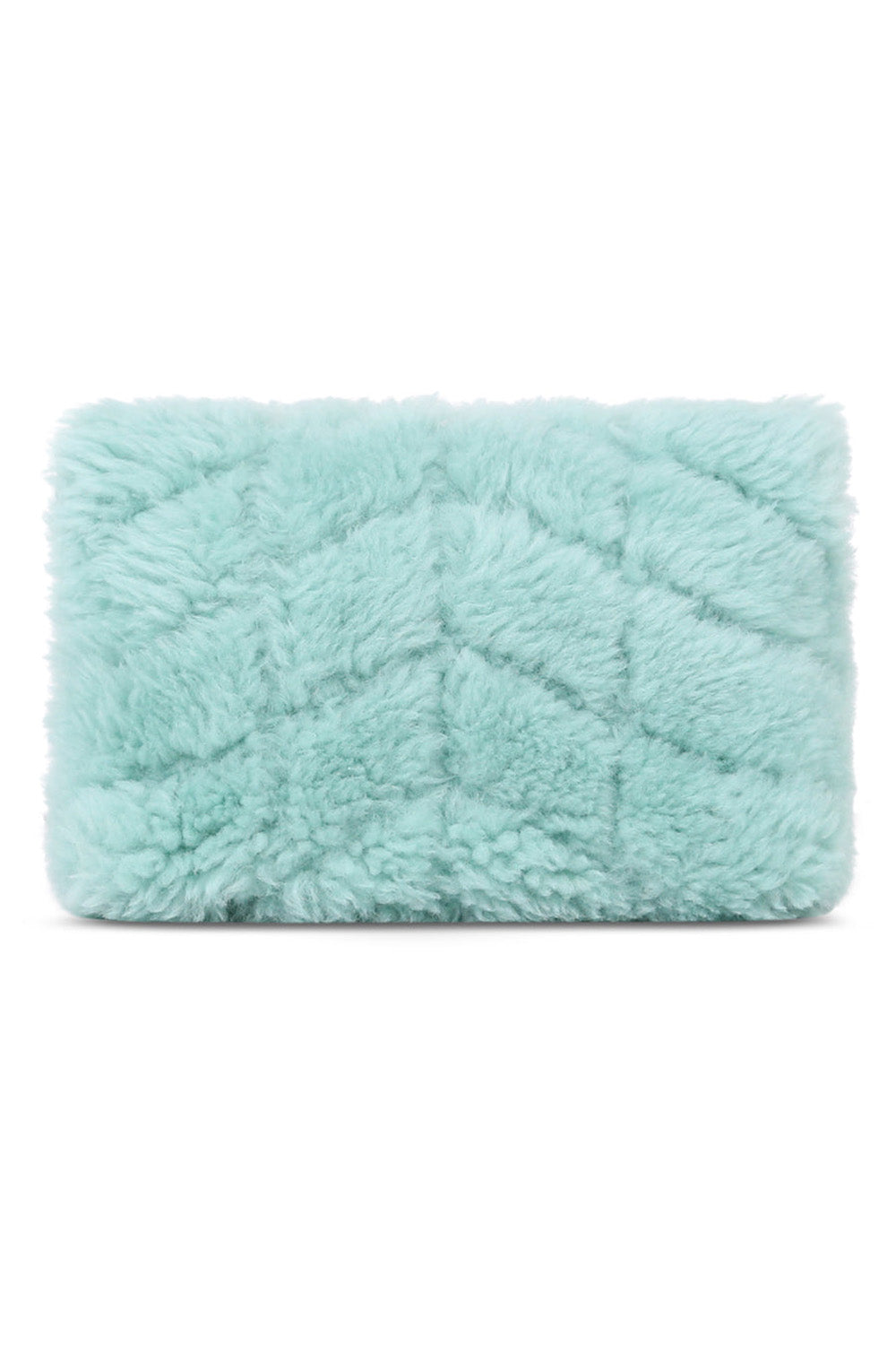 SAINT LAURENT BAGS GREEN LOULOU SHEARLING PUFFER POUCH | ICED MINT