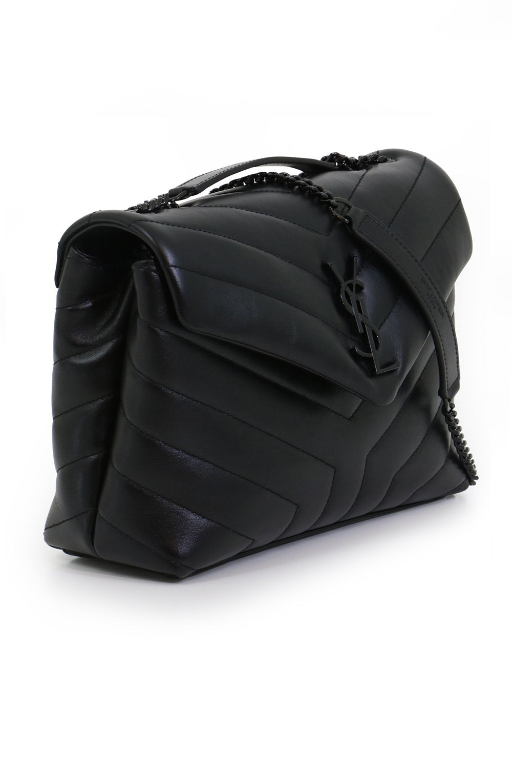 SAINT LAURENT BAGS BLACK LOULOU SMALL FLAP BAG BLACK/BLACK