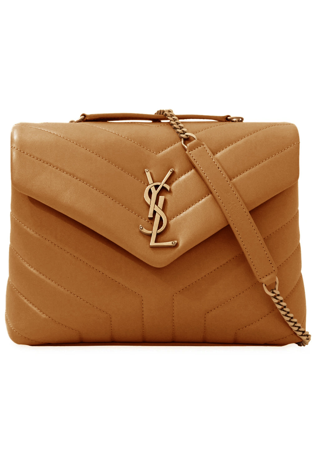 SAINT LAURENT BAGS MULTI LOULOU SMALL FLAP BAG NATURAL DARK/GOLD