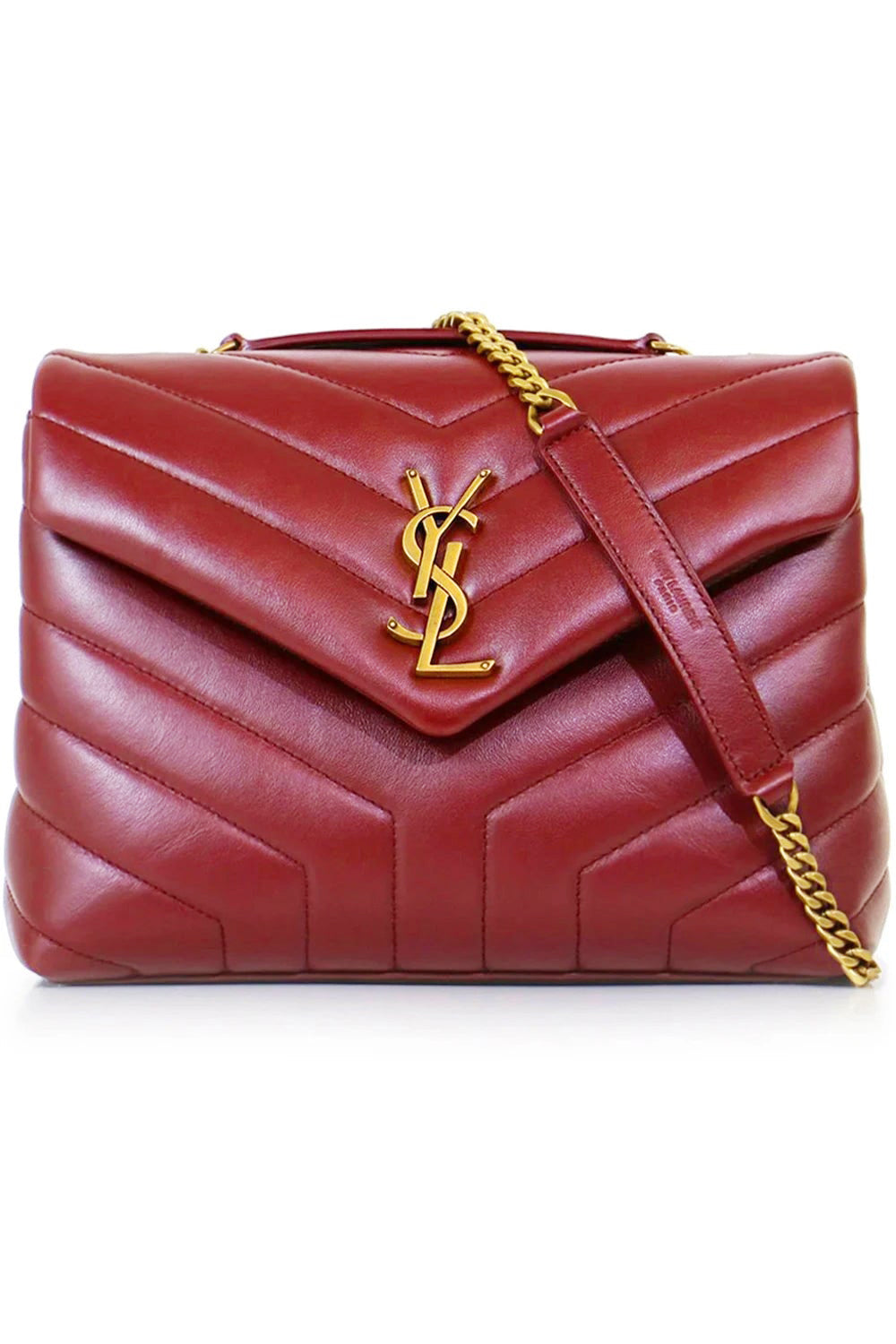 SAINT LAURENT BAGS MULTI LOULOU SMALL FLAP BAG OPYUM RED/GOLD