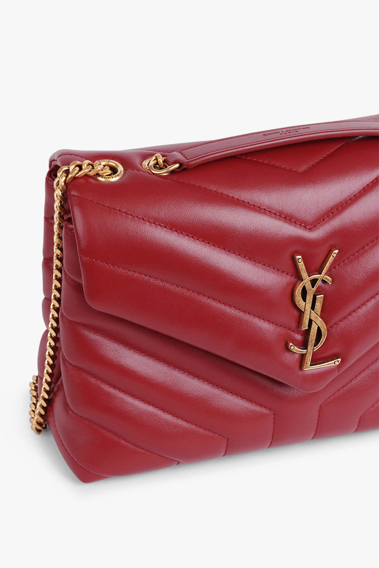 SAINT LAURENT BAGS MULTI LOULOU SMALL FLAP BAG OPYUM RED/GOLD