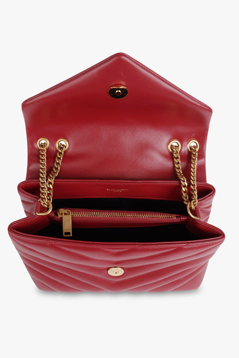 SAINT LAURENT BAGS MULTI LOULOU SMALL FLAP BAG OPYUM RED/GOLD