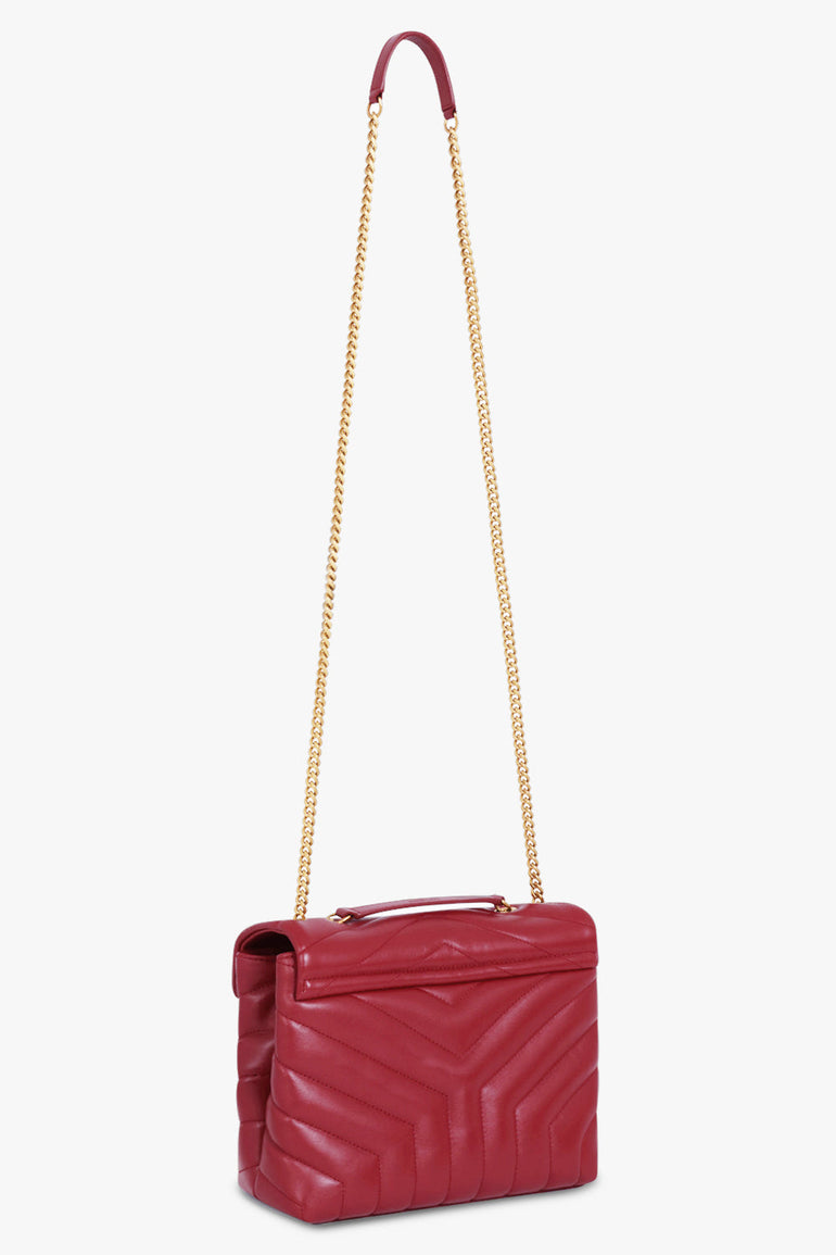 SAINT LAURENT BAGS MULTI LOULOU SMALL FLAP BAG OPYUM RED/GOLD