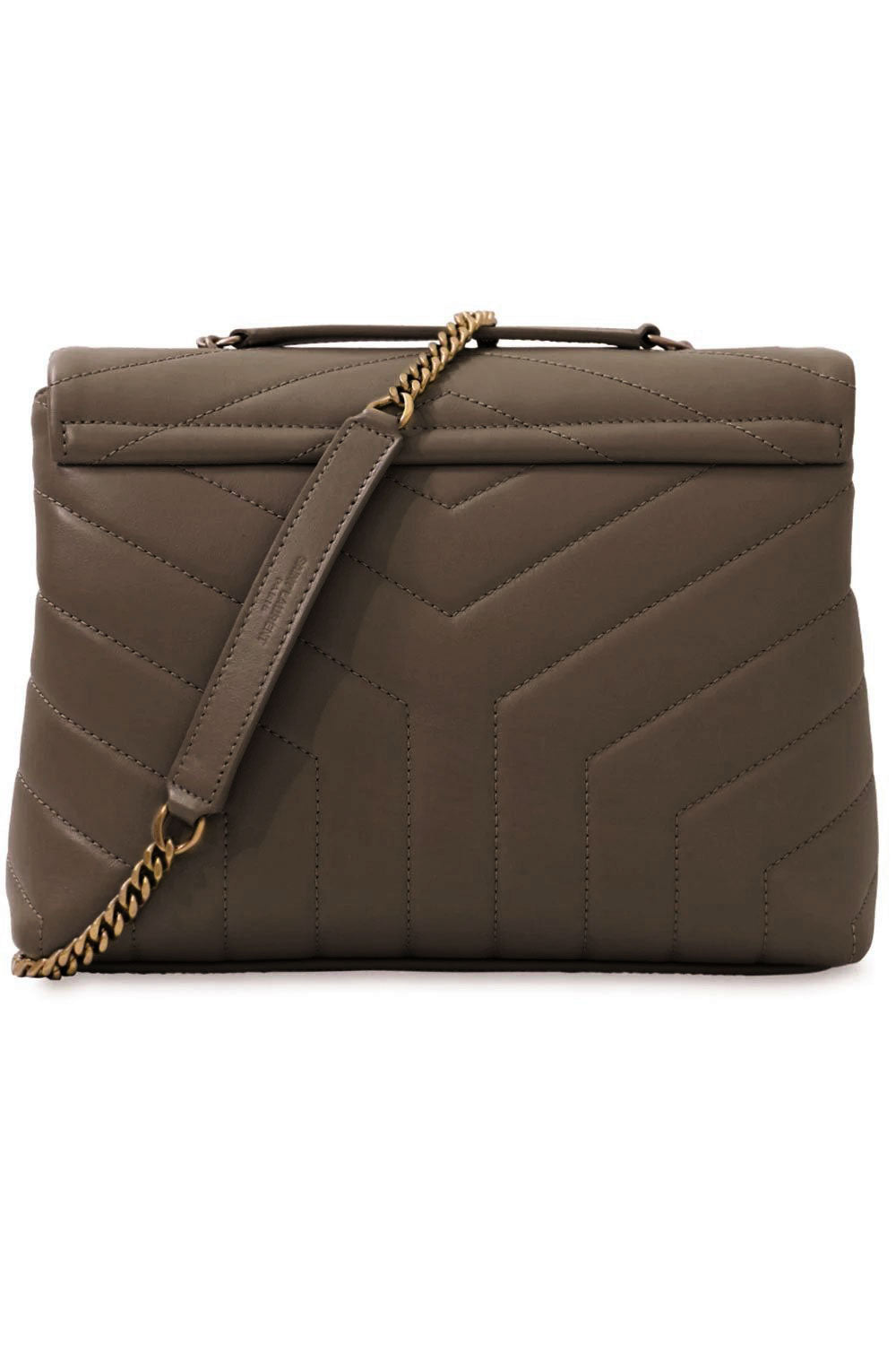 SAINT LAURENT BAGS BROWN LOULOU SMALL FLAP BAG SOIL BROWN/GOLD