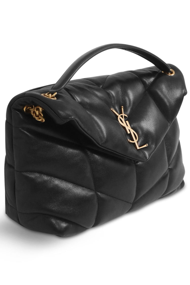 SAINT LAURENT BAGS BLACK LOULOU SMALL PUFFER BAG | BLACK/GOLD
