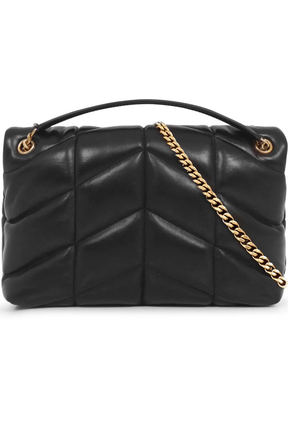 SAINT LAURENT BAGS BLACK LOULOU SMALL PUFFER BAG | BLACK/GOLD