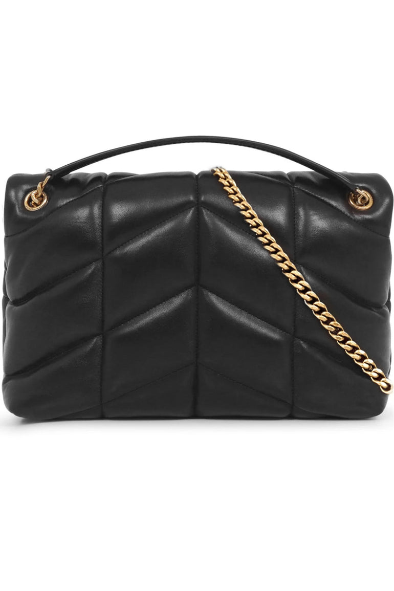 SAINT LAURENT BAGS BLACK LOULOU SMALL PUFFER BAG | BLACK/GOLD