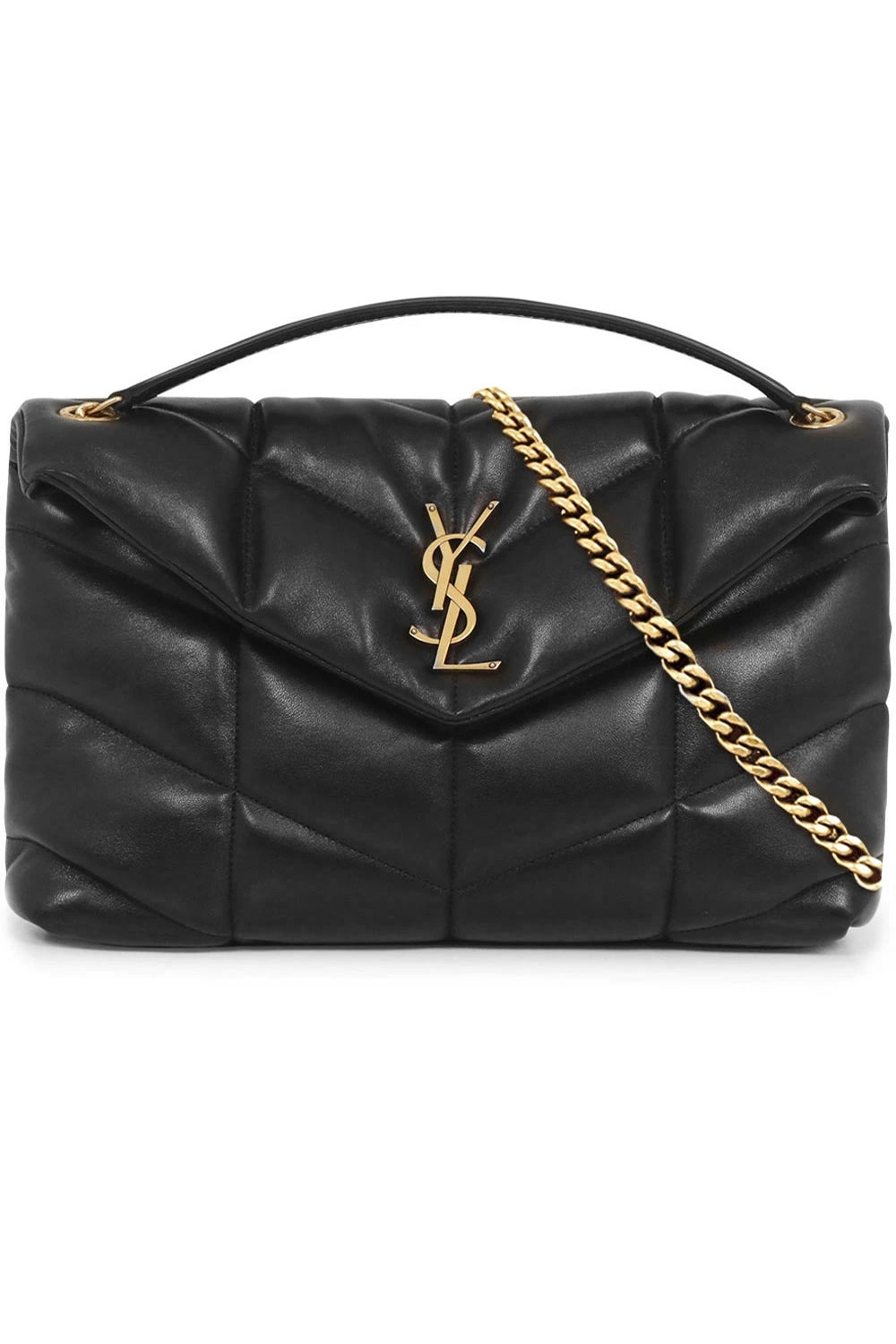 SAINT LAURENT BAGS BLACK LOULOU SMALL PUFFER BAG | BLACK/GOLD