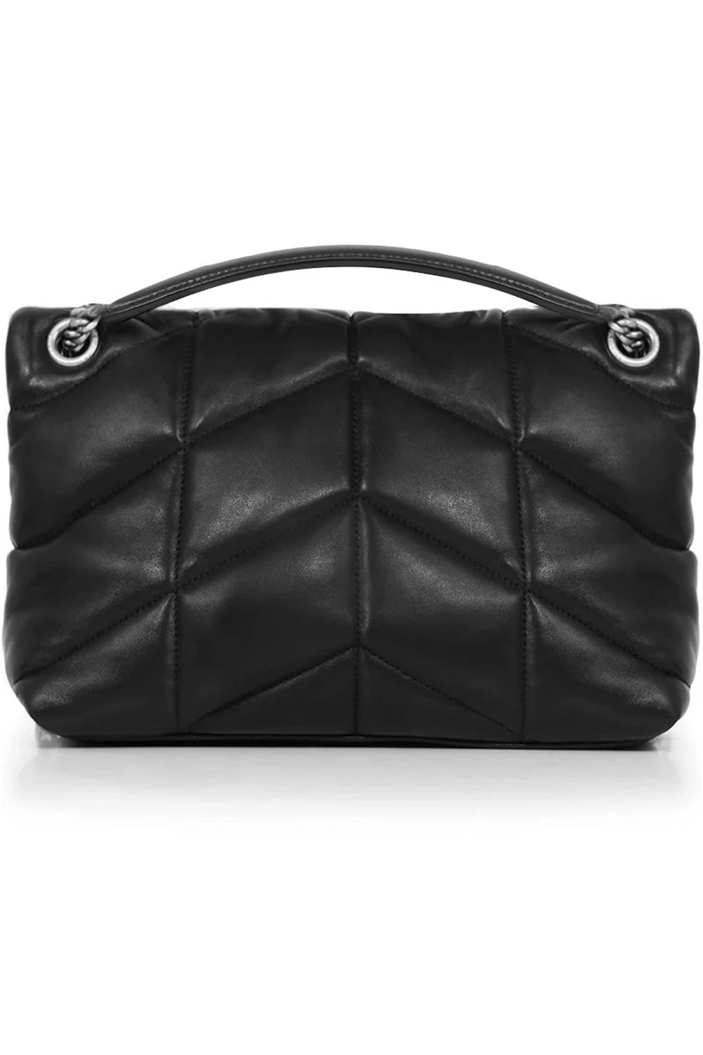 SAINT LAURENT BAGS BLACK LOULOU SMALL PUFFER BAG | BLACK/SILVER