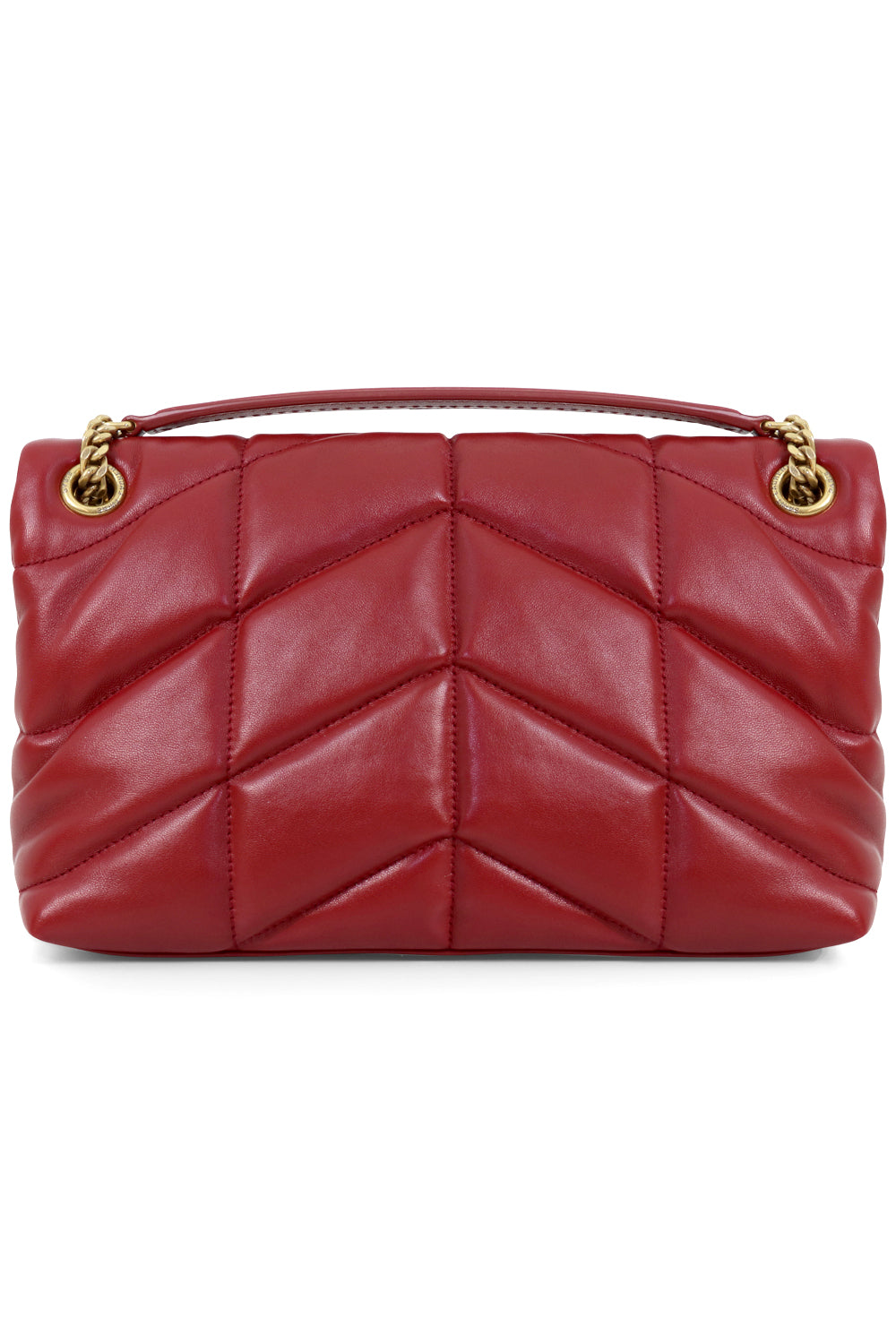 SAINT LAURENT BAGS GOLD LOULOU SMALL PUFFER BAG ROUGE OPIUM/GOLD