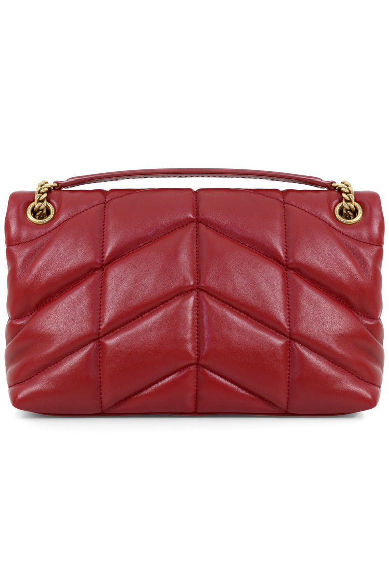 SAINT LAURENT BAGS GOLD LOULOU SMALL PUFFER BAG ROUGE OPIUM/GOLD
