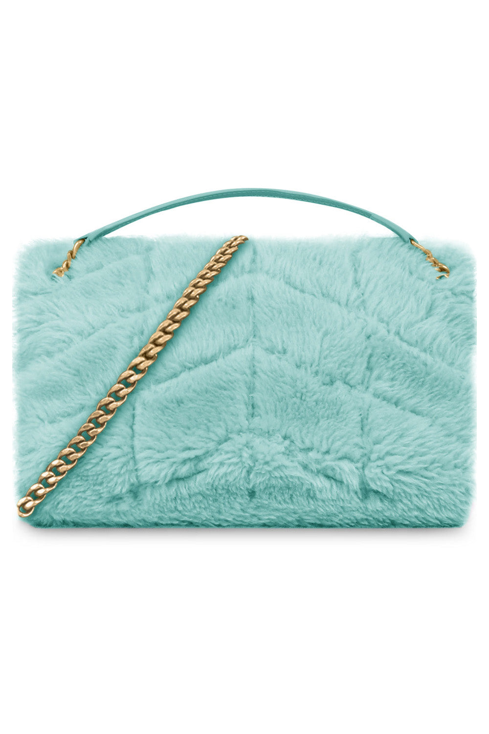 SAINT LAURENT BAGS GREEN LOULOU SMALL SHEARLING PUFFER BAG | ICED MINT