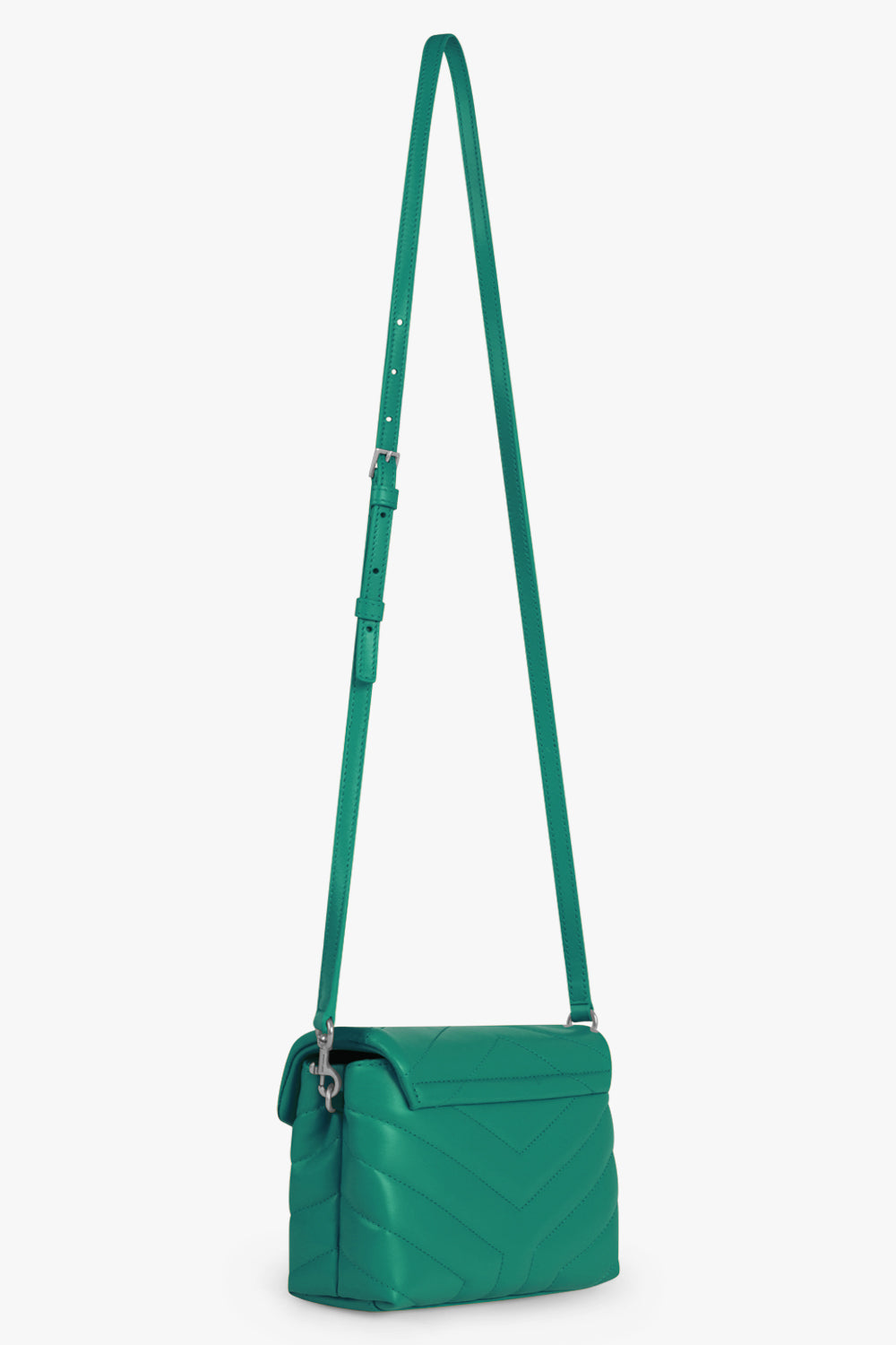 SAINT LAURENT BAGS MULTI LOULOU TOY FLAP BAG ADJUSTABLE STRAP | GREEN FIELD/SILVER