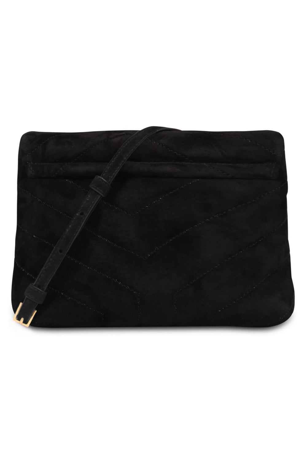 SAINT LAURENT BAGS BLACK LOULOU TOY FLAP BAG ADJUSTABLE STRAP | SUEDE BLACK/GOLD