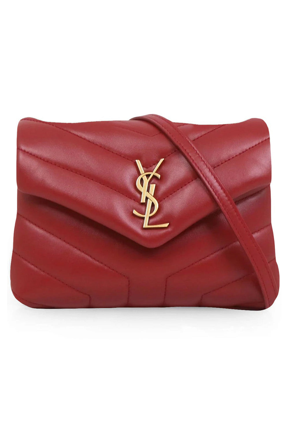 SAINT LAURENT BAGS RED LOULOU TOY STRAP BAG | OPYUM RED/GOLD