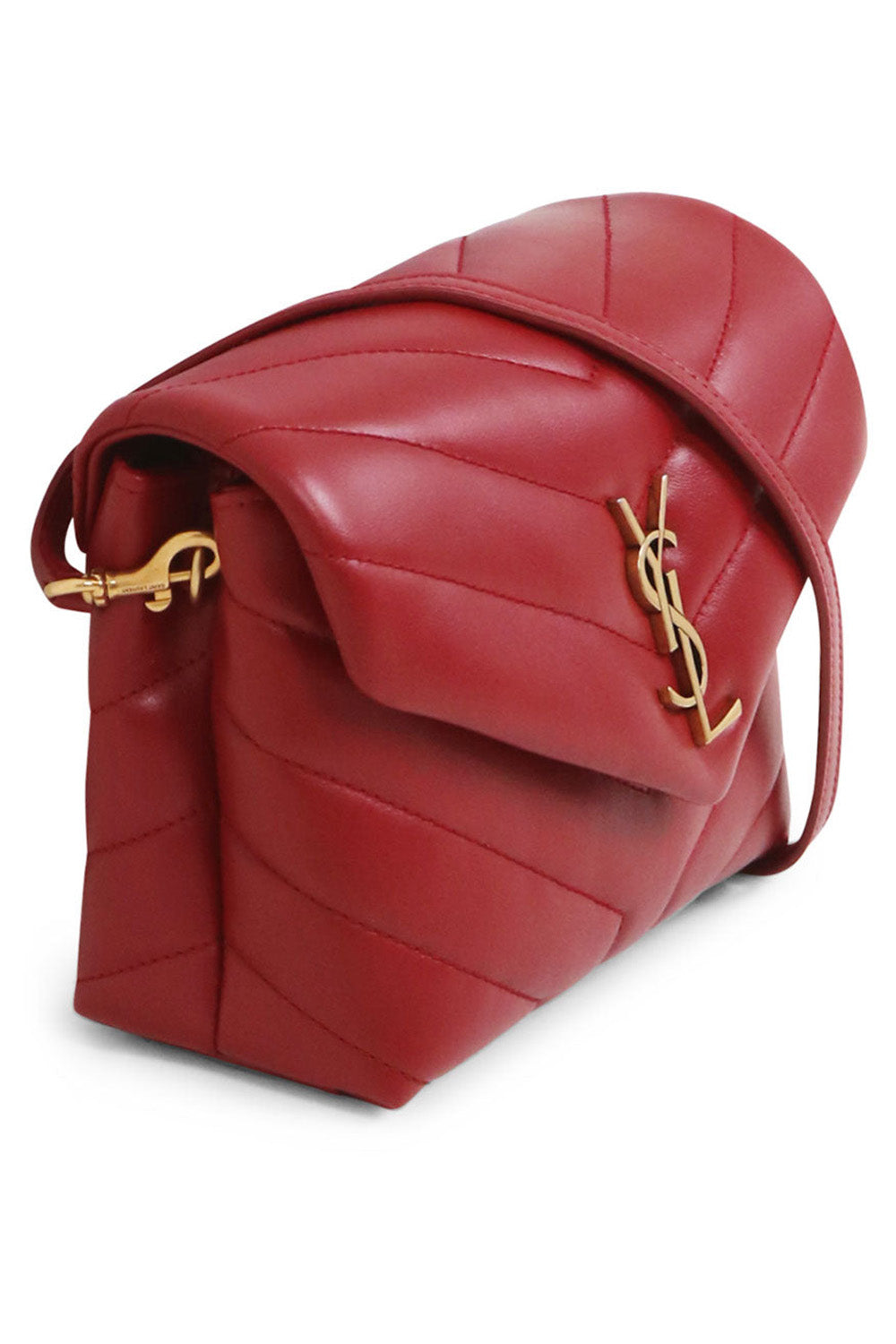 SAINT LAURENT BAGS RED LOULOU TOY STRAP BAG | OPYUM RED/GOLD