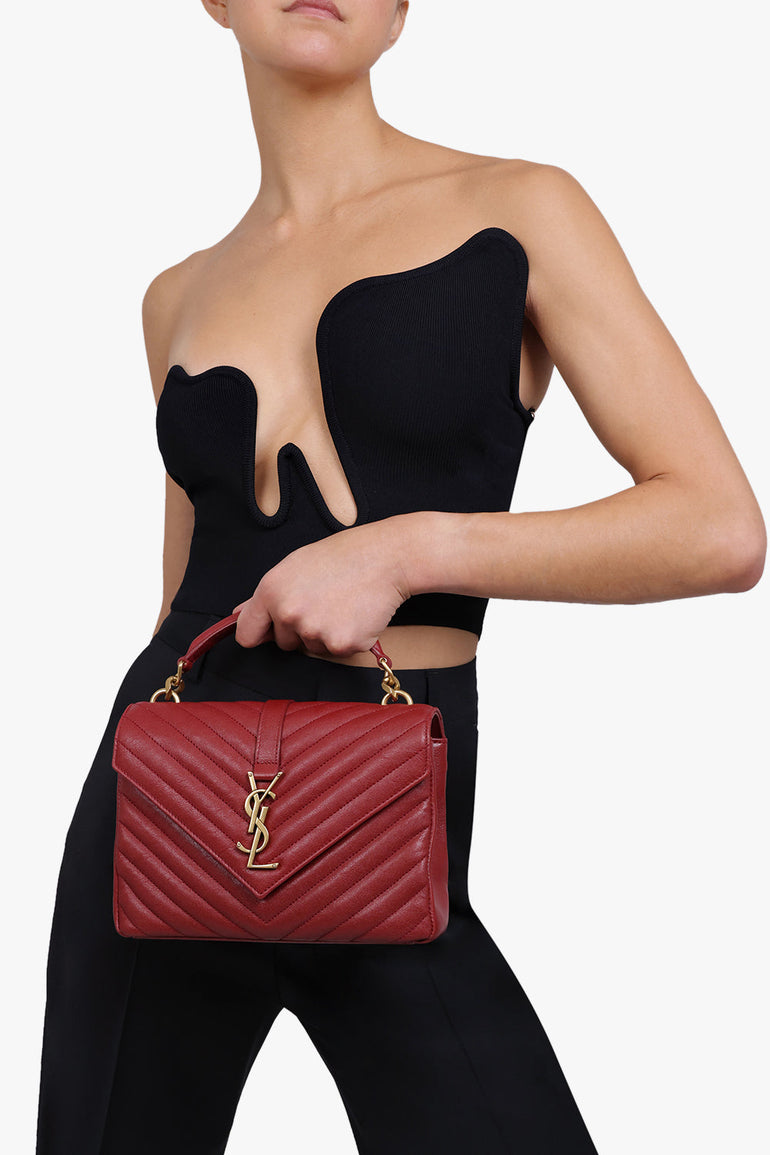 SAINT LAURENT MEDIUM COLLEGE BAG OPYUM RED GOLD NEW SEASON PARLOUR