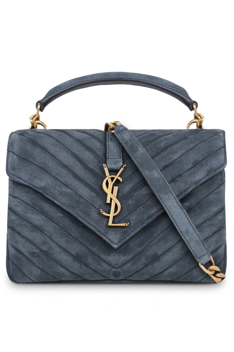 SAINT LAURENT SUEDE MEDIUM COLLEGE BAG ALGAE GOLD PARLOUR X SYDNEY