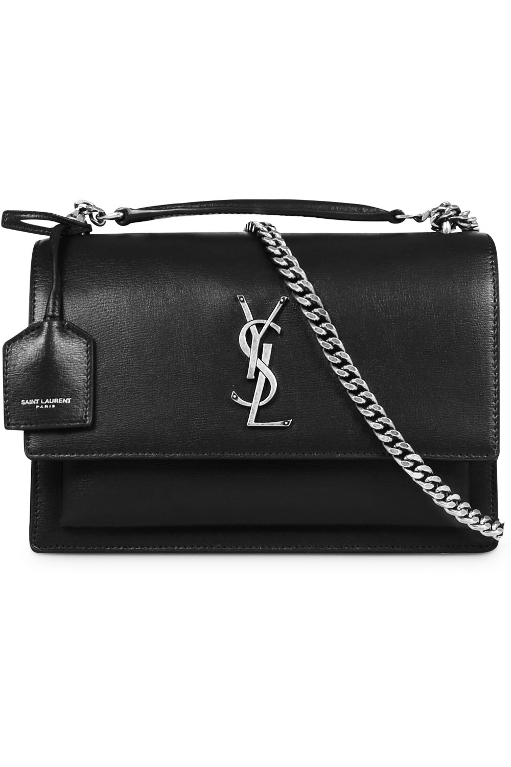 SAINT LAURENT BAGS BLACK MEDIUM SUNSET BAG BLACK/SILVER