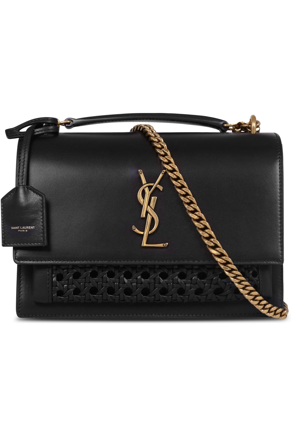 SAINT LAURENT BAGS BLACK MEDIUM SUNSET BAG WOVEN BLACK