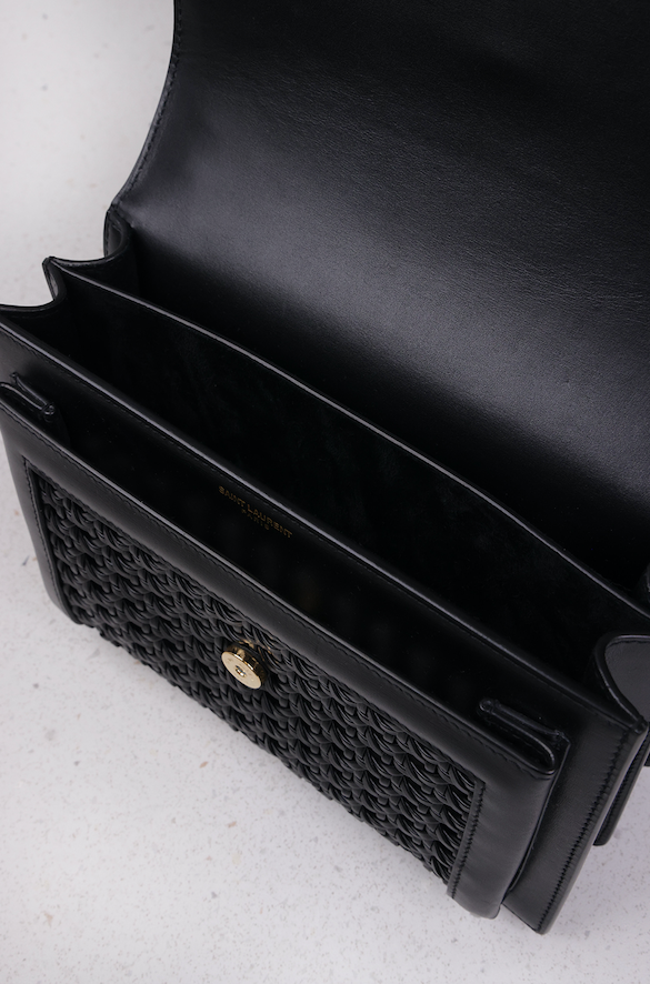 SAINT LAURENT BAGS BLACK MEDIUM SUNSET BAG WOVEN BLACK