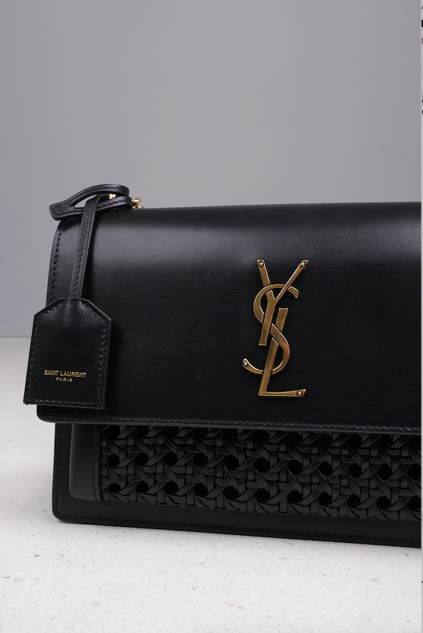 SAINT LAURENT BAGS BLACK MEDIUM SUNSET BAG WOVEN BLACK