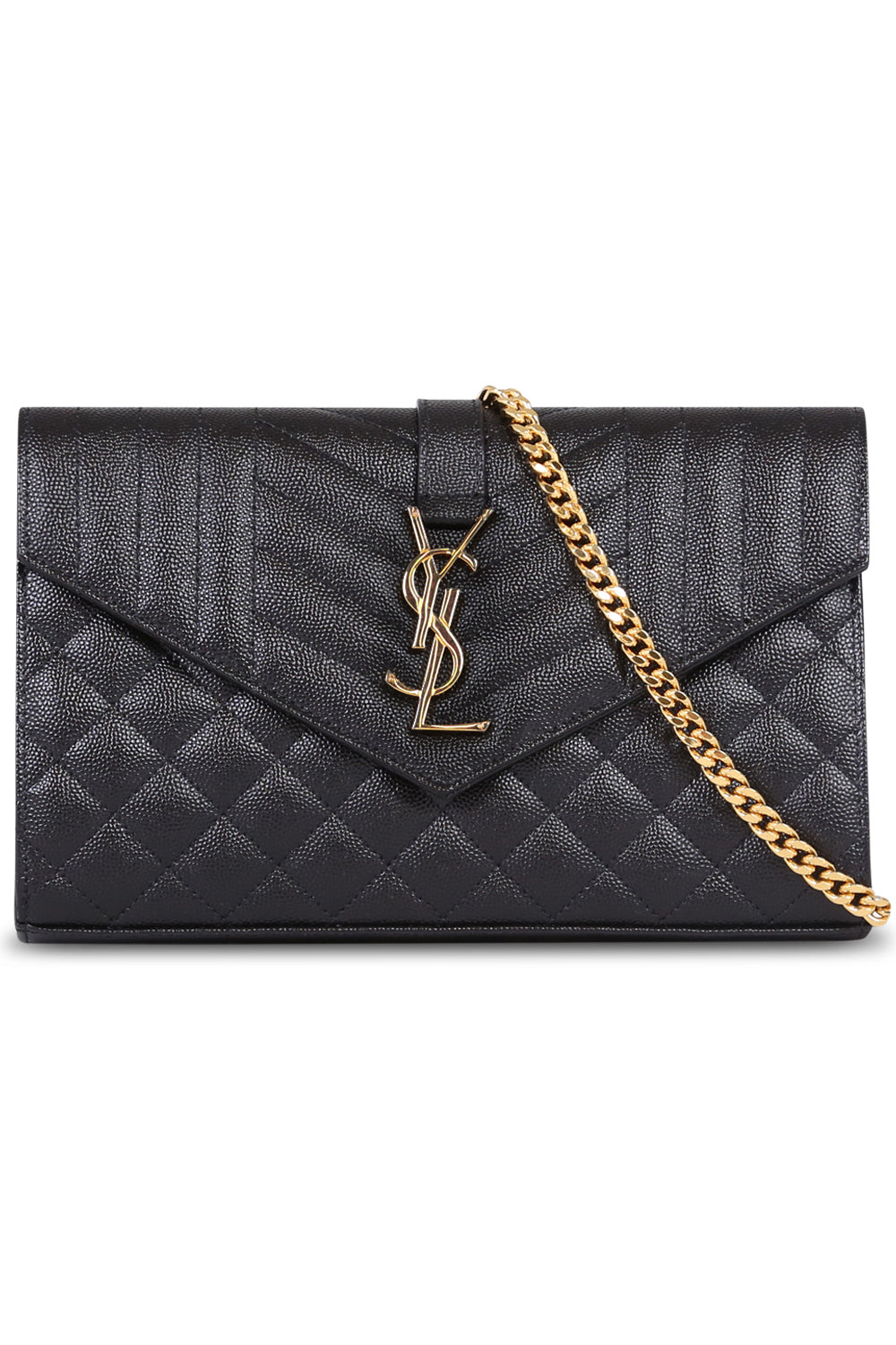 SAINT LAURENT BAGS BLACK MONOGRAMME CHAIN WALLET MIX MATELASS‚àö√¢ | BLACK/GOLD