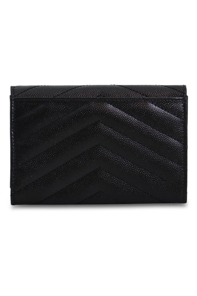 SAINT LAURENT BAGS MULTI MONOGRAMME QUILTED ENVELOPE WALLET BLACK/GOLD