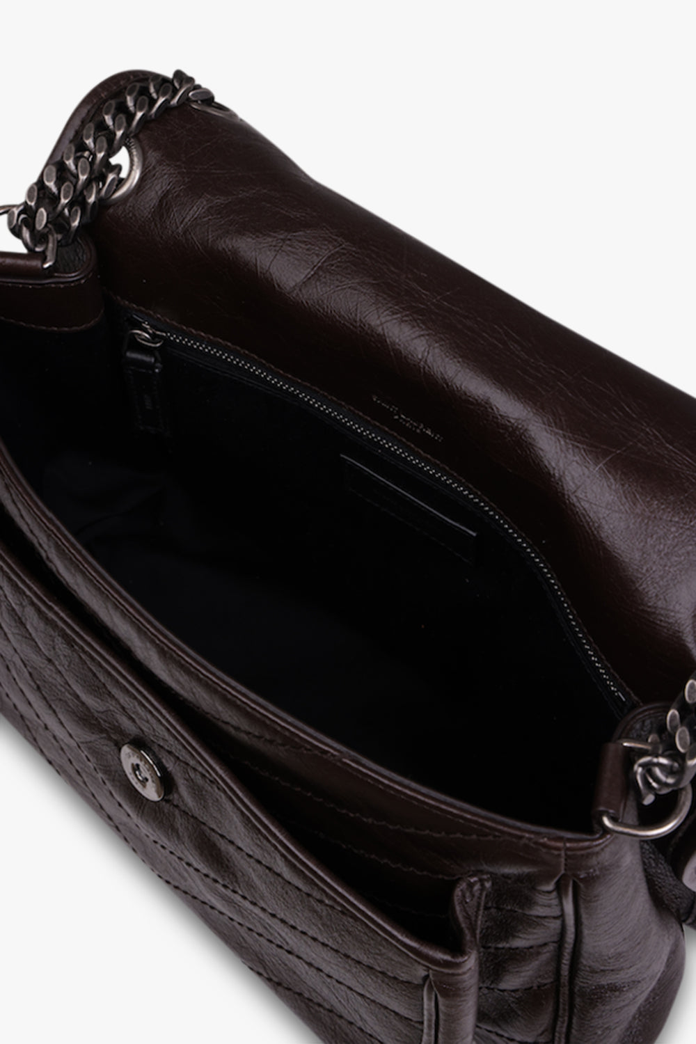 SAINT LAURENT BAGS BROWN NIKI MEDIUM CRINKLED BAG | CHOCOLATE NOIR