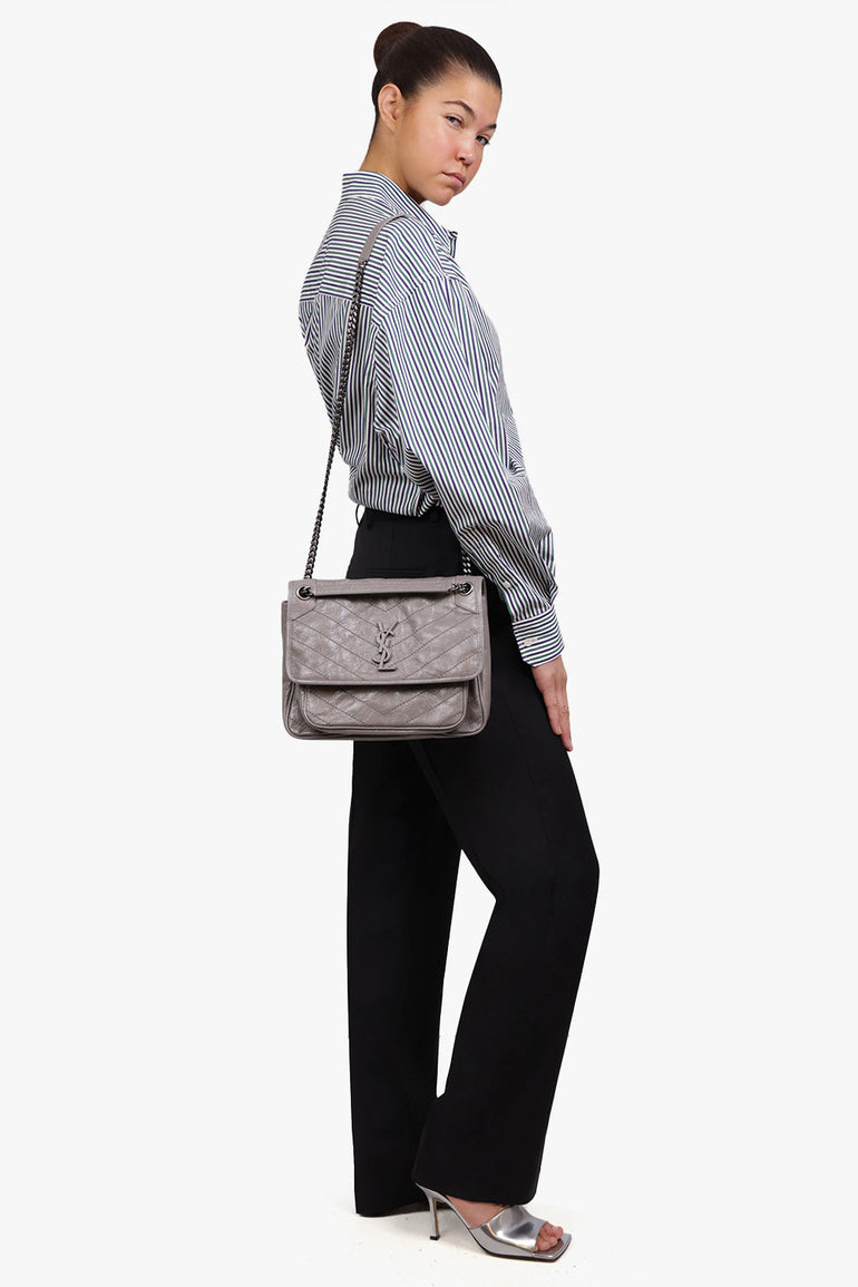 SAINT LAURENT NIKI MEDIUM QUILTED BAG FOG NEW SEASON PARLOUR X