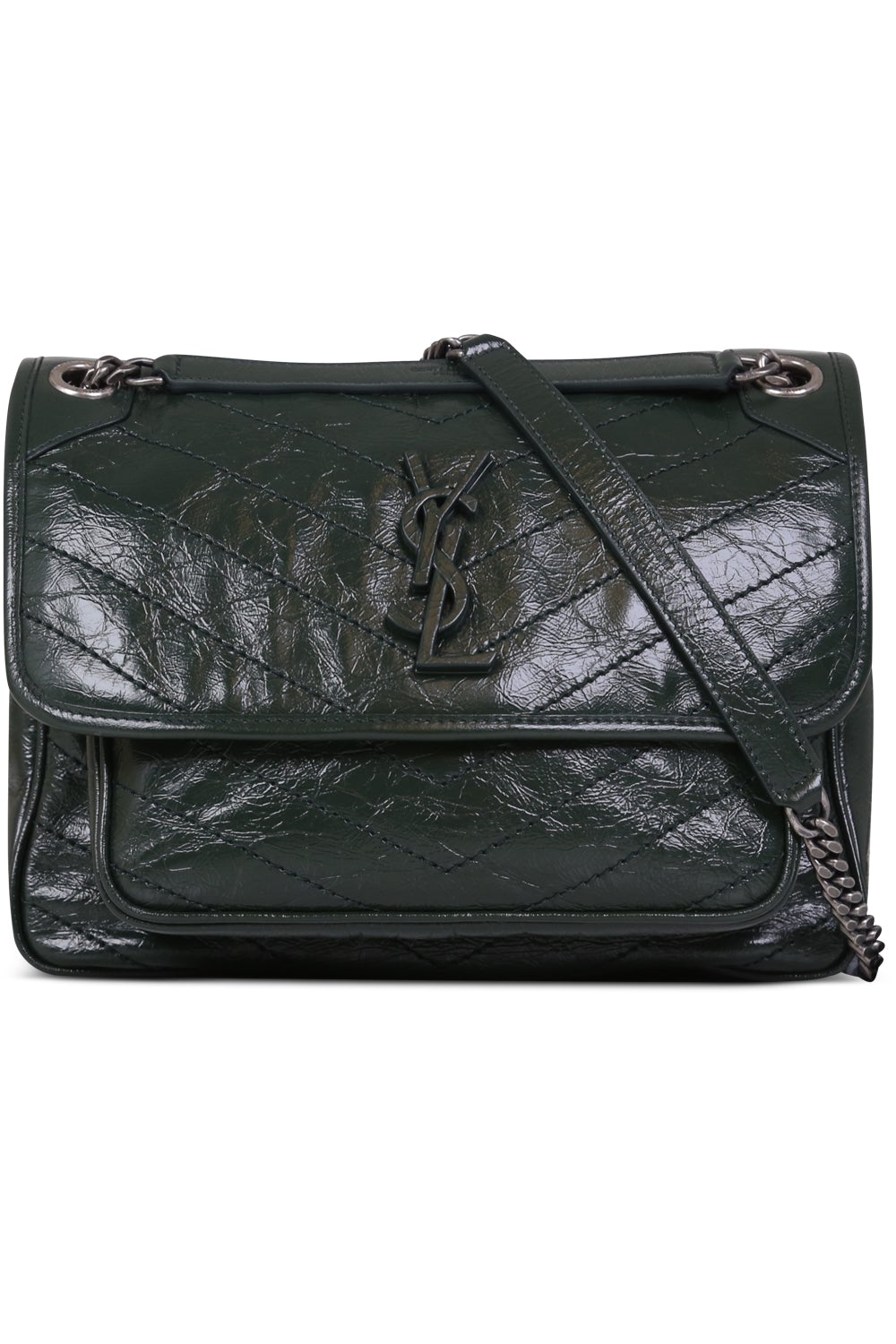 SAINT LAURENT BAGS GREEN NIKI MEDIUM CRINKLED BAG | NEW VERT FONCE