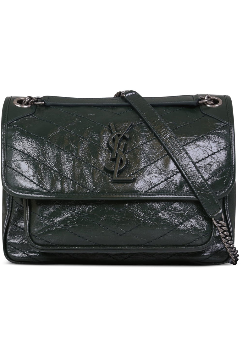 SAINT LAURENT BAGS GREEN NIKI MEDIUM CRINKLED BAG | NEW VERT FONCE