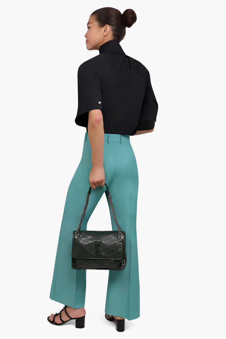 SAINT LAURENT BAGS GREEN NIKI MEDIUM CRINKLED BAG | NEW VERT FONCE