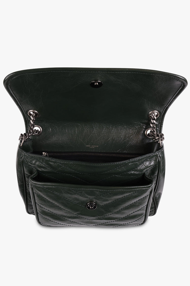 SAINT LAURENT BAGS GREEN NIKI MEDIUM CRINKLED BAG | NEW VERT FONCE