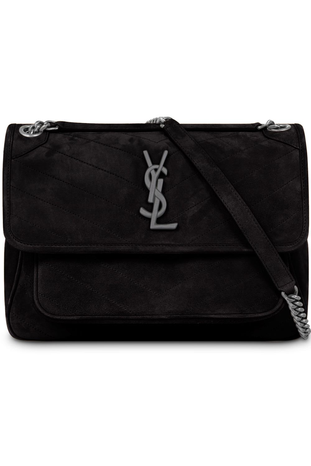 SAINT LAURENT BAGS BLACK NIKI MEDIUM SUEDE BAG | BLACK