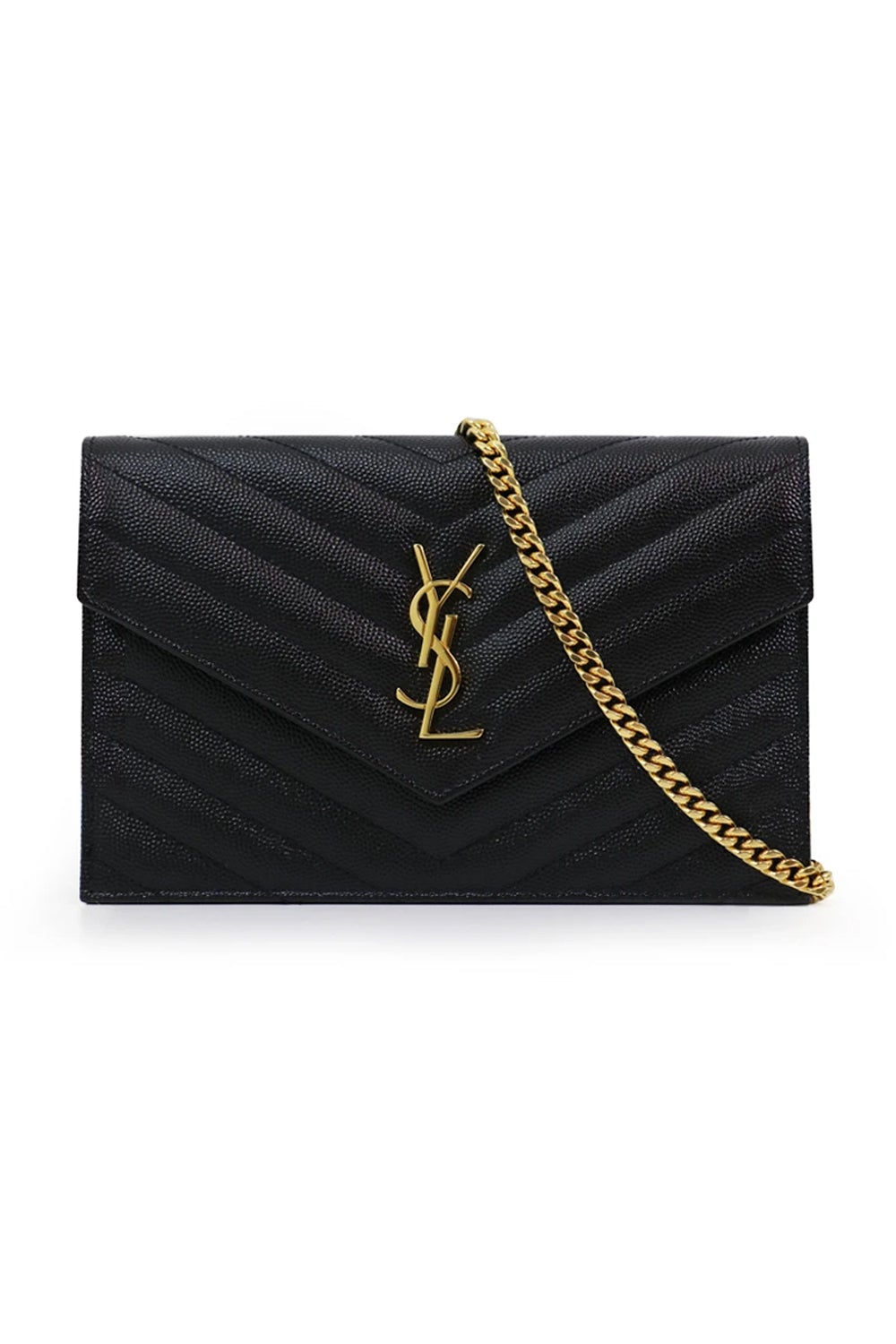 SAINT LAURENT SMALL MONOGRAMME QUILTED CHAIN WALLET OPYUM RED GOLD –  Parlour X