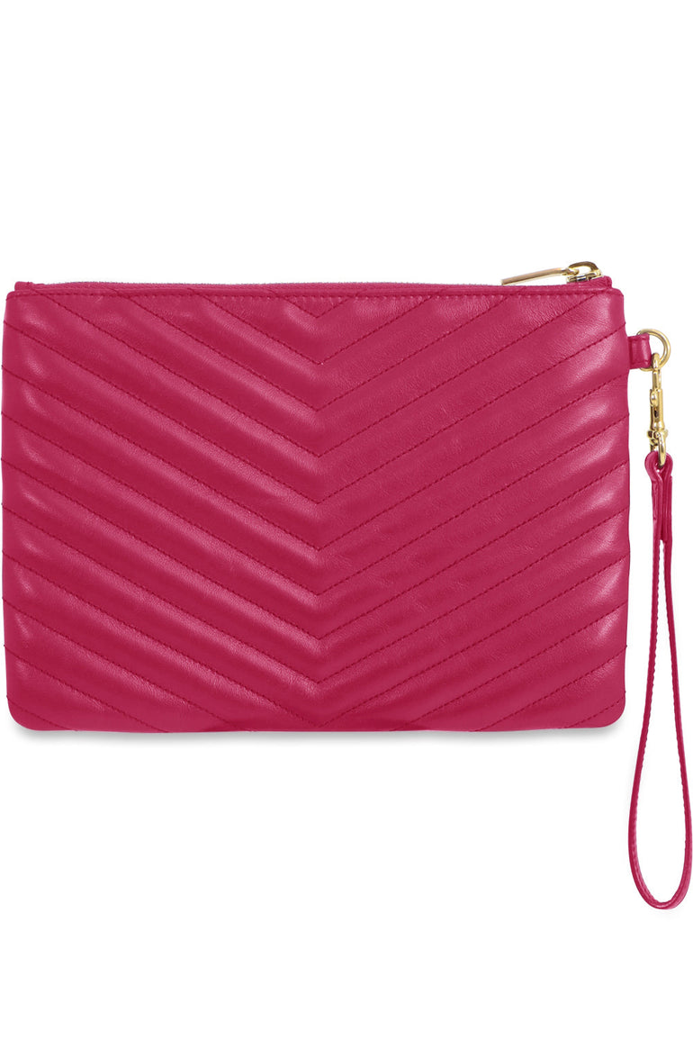 SAINT LAURENT BAGS MULTI SMALL MONOGRAMME QUILTED POUCH | FUSCHIA/GOLD