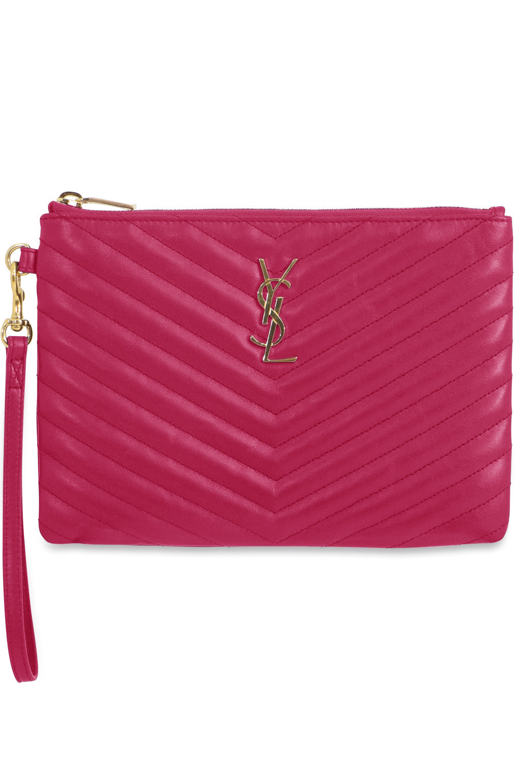 SAINT LAURENT BAGS MULTI SMALL MONOGRAMME QUILTED POUCH | FUSCHIA/GOLD