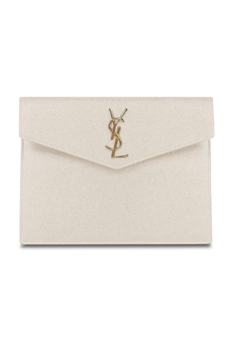 SAINT LAURENT SMALL UPTOWN POUCH CREMA SOFT GOLD NEW SEASON