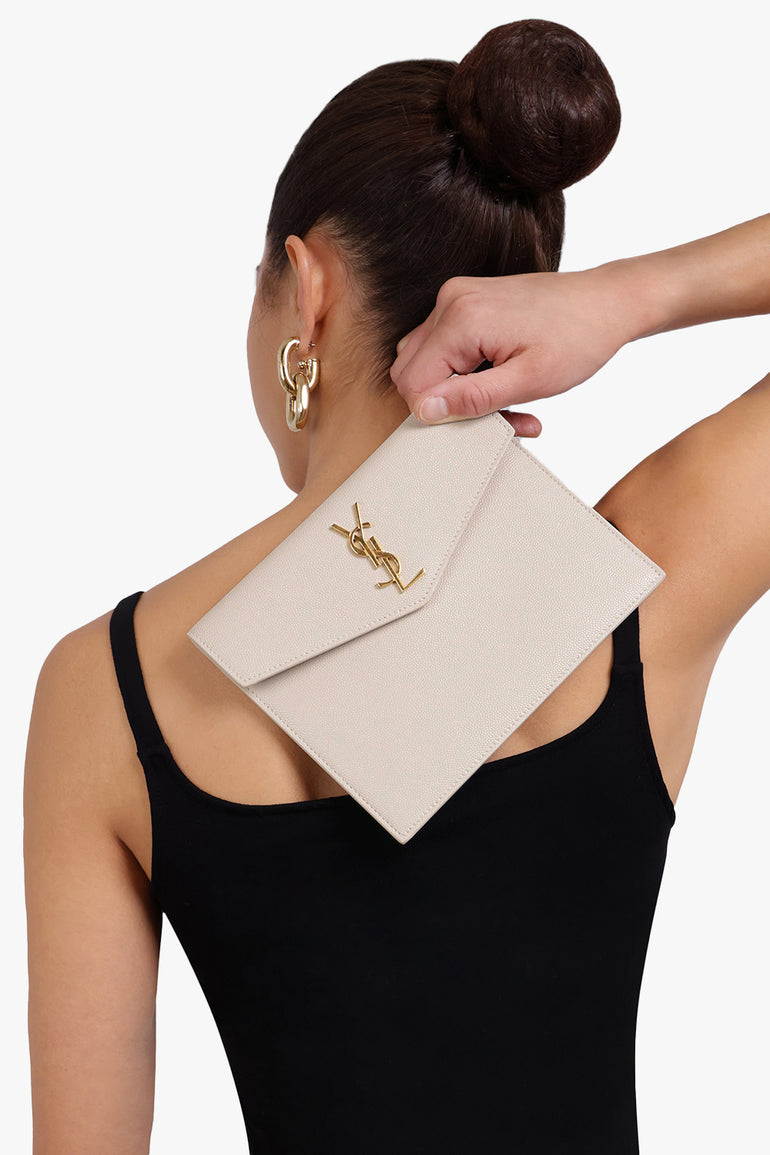 Envelope Pouch Saint Laurent Uptown Pouch Latte Uptown Leather
